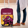 Custom Australia Queensland Cricket Luggage Cover Go Bulls - Aboriginal Art