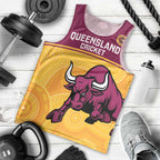 Custom Australia Queensland Cricket Men Tank Top Go Bulls - Aboriginal Art