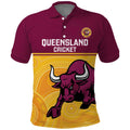 Custom Australia Queensland Cricket Polo Shirt Go Bulls - Aboriginal Art