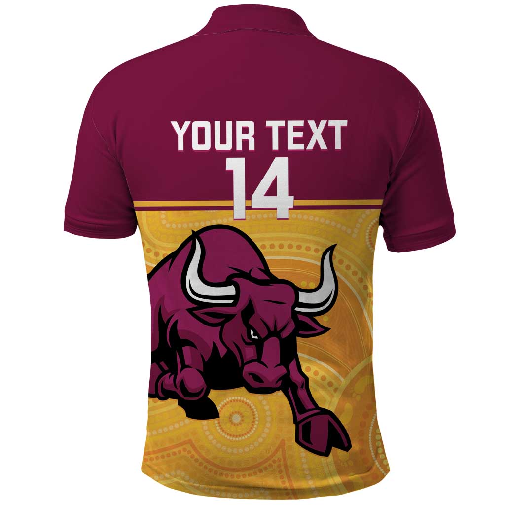Custom Australia Queensland Cricket Polo Shirt Go Bulls - Aboriginal Art