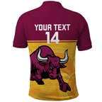 Custom Australia Queensland Cricket Polo Shirt Go Bulls - Aboriginal Art