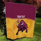 Custom Australia Queensland Cricket Quilt Go Bulls - Aboriginal Art