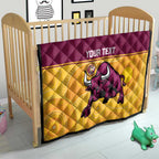 Custom Australia Queensland Cricket Quilt Go Bulls - Aboriginal Art
