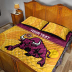 Custom Australia Queensland Cricket Quilt Bed Set Go Bulls - Aboriginal Art