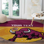 Custom Australia Queensland Cricket Round Carpet Go Bulls - Aboriginal Art