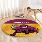 Custom Australia Queensland Cricket Round Carpet Go Bulls - Aboriginal Art