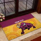 Custom Australia Queensland Cricket Rubber Doormat Go Bulls - Aboriginal Art