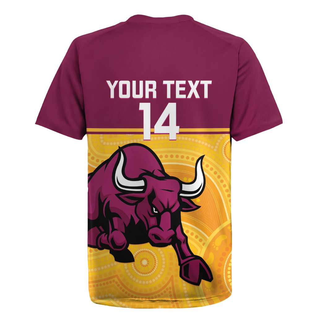 Custom Australia Queensland Cricket Rugby Jersey Go Bulls - Aboriginal Art