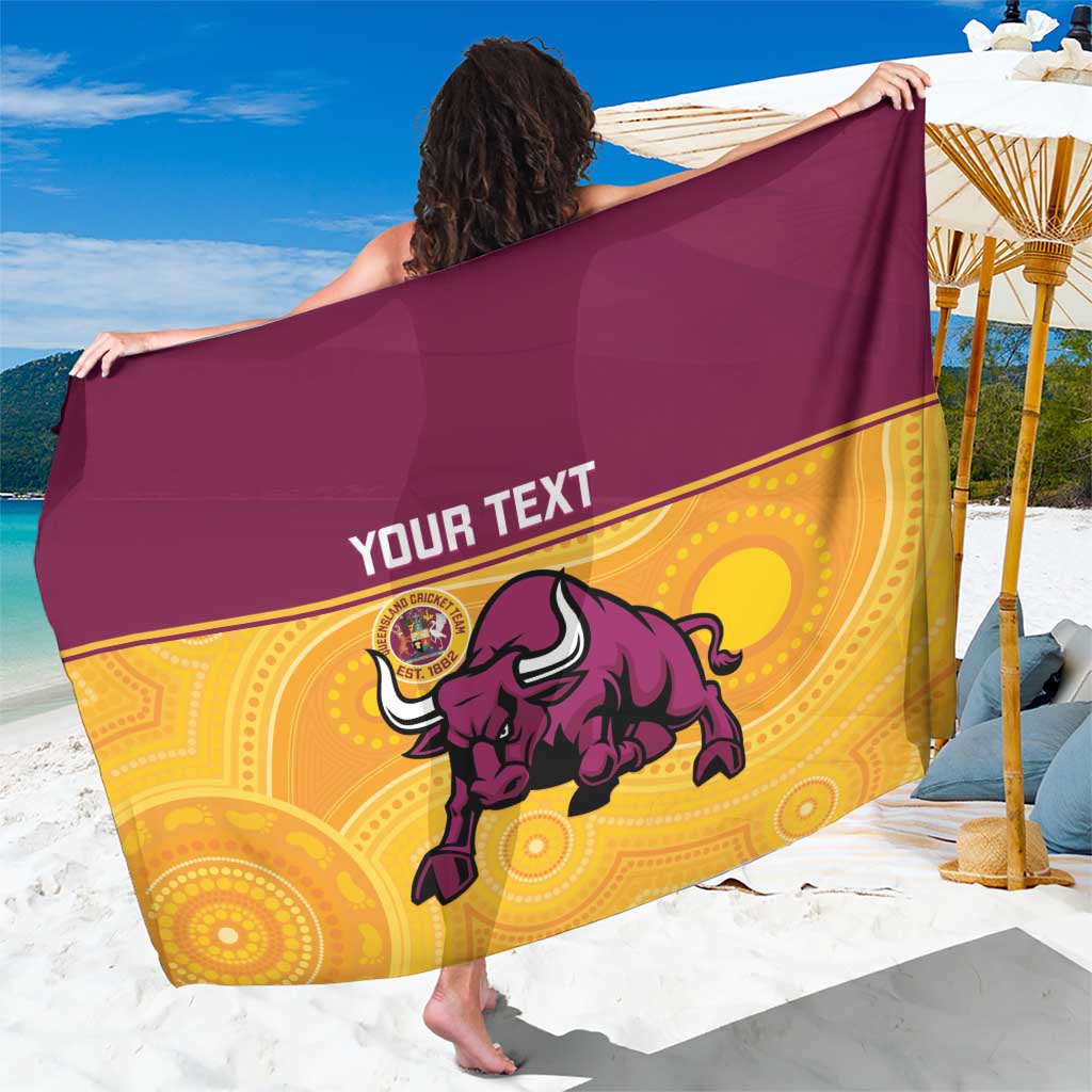 Custom Australia Queensland Cricket Sarong Go Bulls - Aboriginal Art