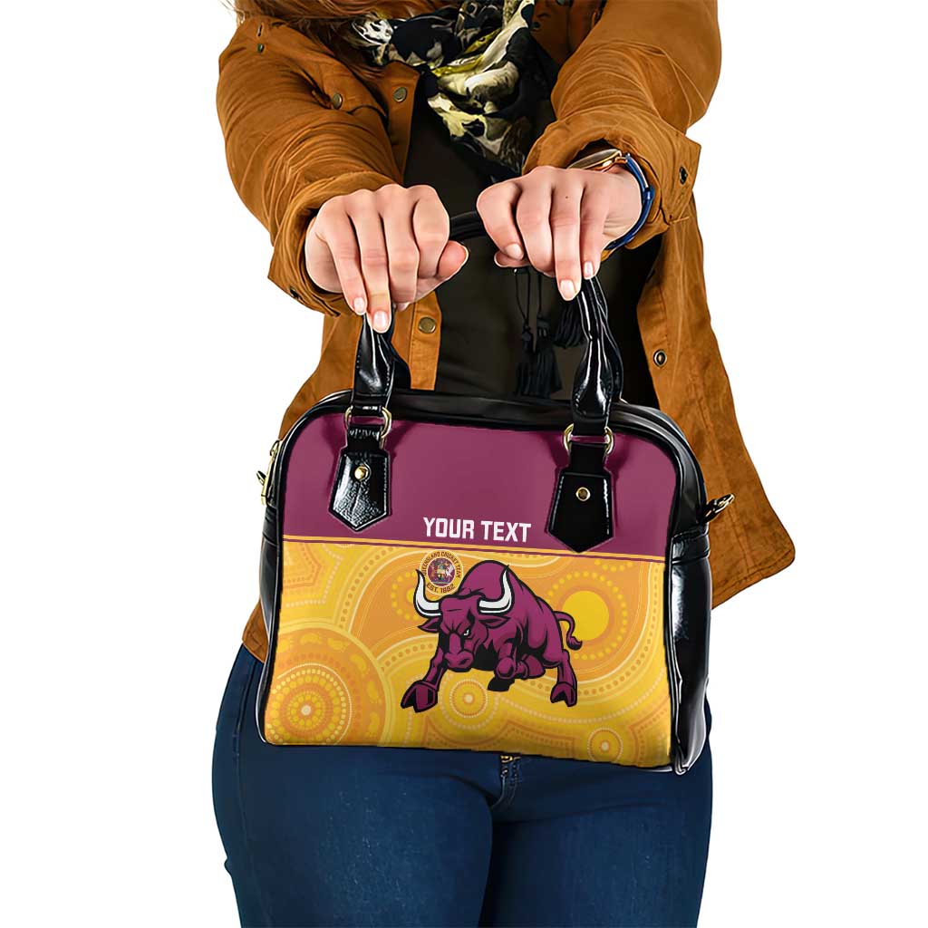 Custom Australia Queensland Cricket Shoulder Handbag Go Bulls - Aboriginal Art