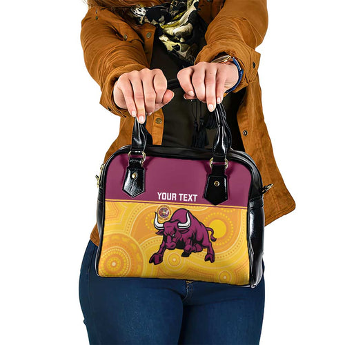 Custom Australia Queensland Cricket Shoulder Handbag Go Bulls - Aboriginal Art