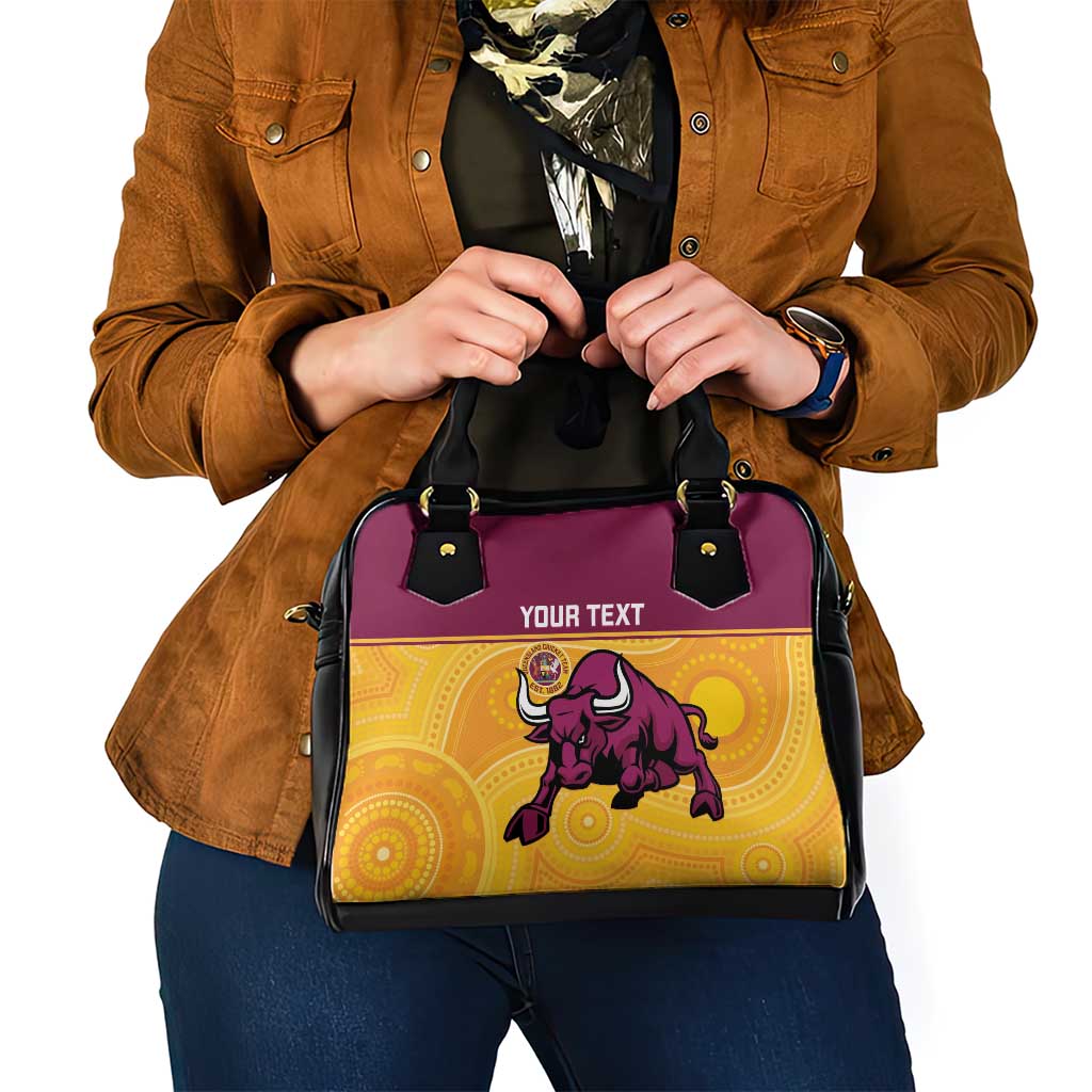 Custom Australia Queensland Cricket Shoulder Handbag Go Bulls - Aboriginal Art
