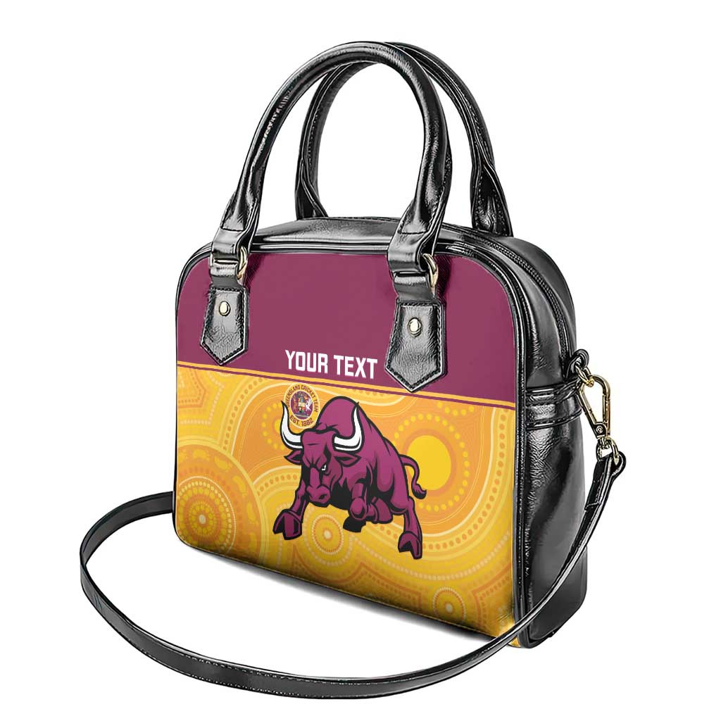 Custom Australia Queensland Cricket Shoulder Handbag Go Bulls - Aboriginal Art