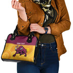 Custom Australia Queensland Cricket Shoulder Handbag Go Bulls - Aboriginal Art