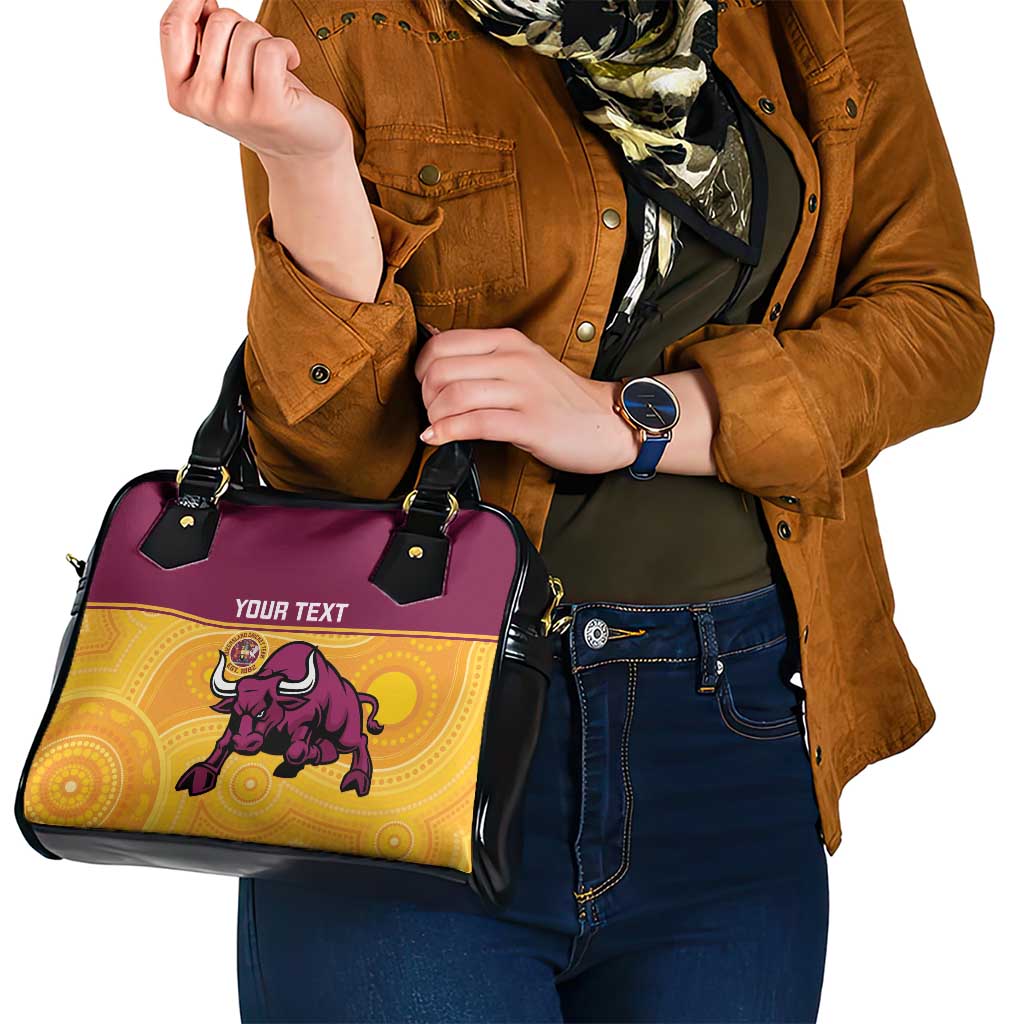 Custom Australia Queensland Cricket Shoulder Handbag Go Bulls - Aboriginal Art