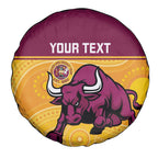 Custom Australia Queensland Cricket Spare Tire Cover Go Bulls - Aboriginal Art