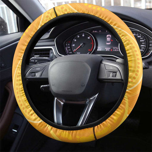 Australia Queensland Cricket Steering Wheel Cover Go Bulls - Aboriginal Art