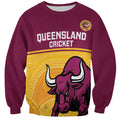 Custom Australia Queensland Cricket Sweatshirt Go Bulls - Aboriginal Art