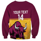 Custom Australia Queensland Cricket Sweatshirt Go Bulls - Aboriginal Art