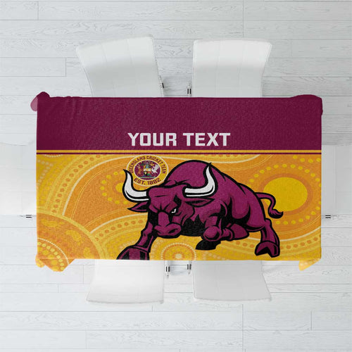Custom Australia Queensland Cricket Tablecloth Go Bulls - Aboriginal Art