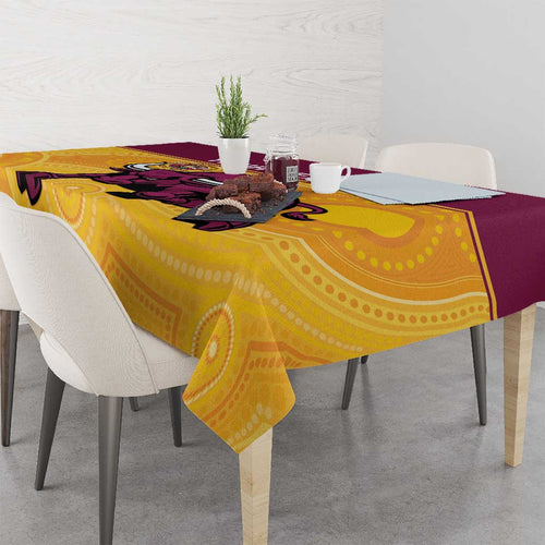Custom Australia Queensland Cricket Tablecloth Go Bulls - Aboriginal Art