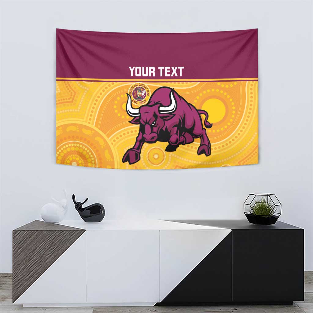 Custom Australia Queensland Cricket Tapestry Go Bulls - Aboriginal Art