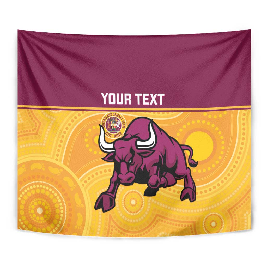 Custom Australia Queensland Cricket Tapestry Go Bulls - Aboriginal Art