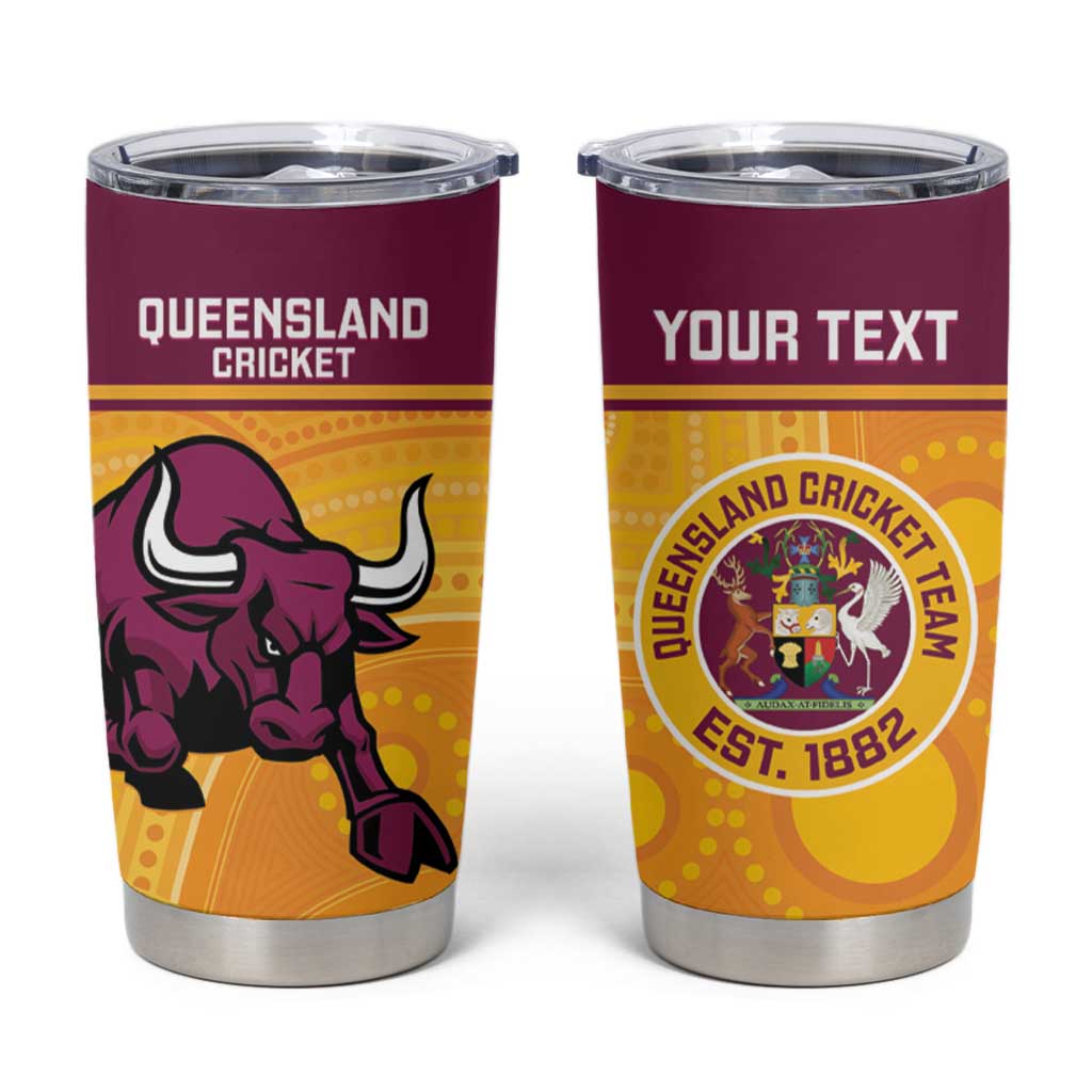 Custom Australia Queensland Cricket Tumbler Cup Go Bulls - Aboriginal Art