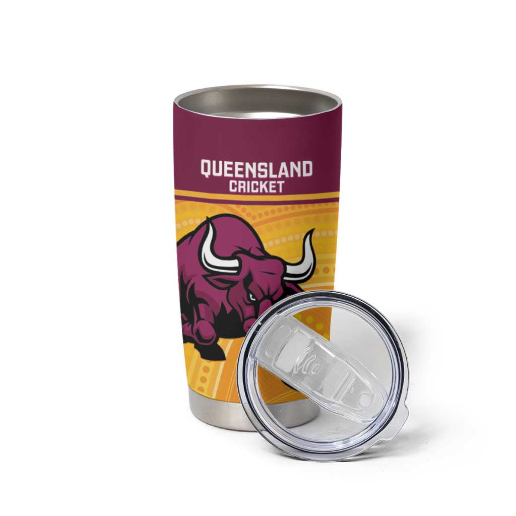 Custom Australia Queensland Cricket Tumbler Cup Go Bulls - Aboriginal Art
