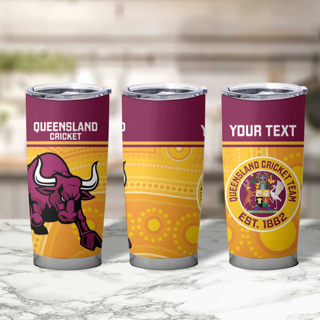 Custom Australia Queensland Cricket Tumbler Cup Go Bulls - Aboriginal Art