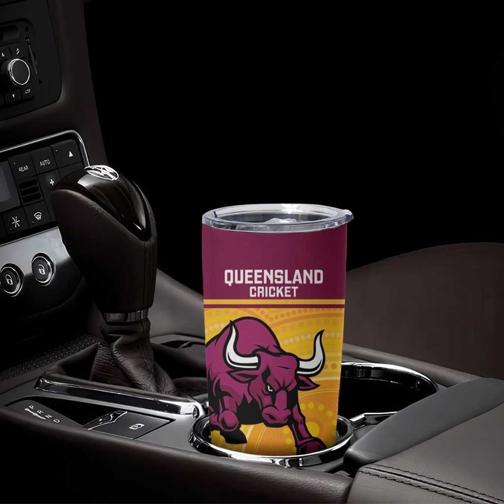 Custom Australia Queensland Cricket Tumbler Cup Go Bulls - Aboriginal Art