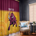 Custom Australia Queensland Cricket Window Curtain Go Bulls - Aboriginal Art