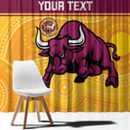 Custom Australia Queensland Cricket Window Curtain Go Bulls - Aboriginal Art
