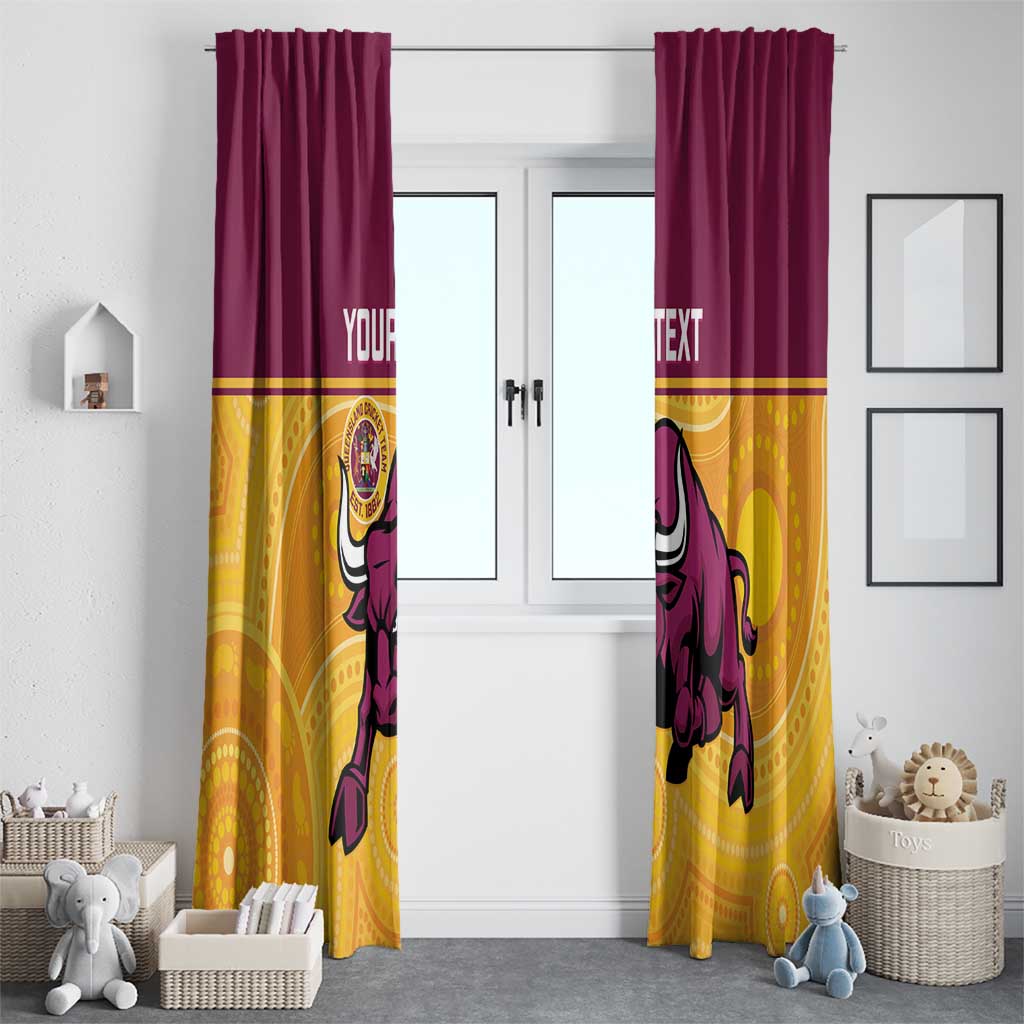 Custom Australia Queensland Cricket Window Curtain Go Bulls - Aboriginal Art