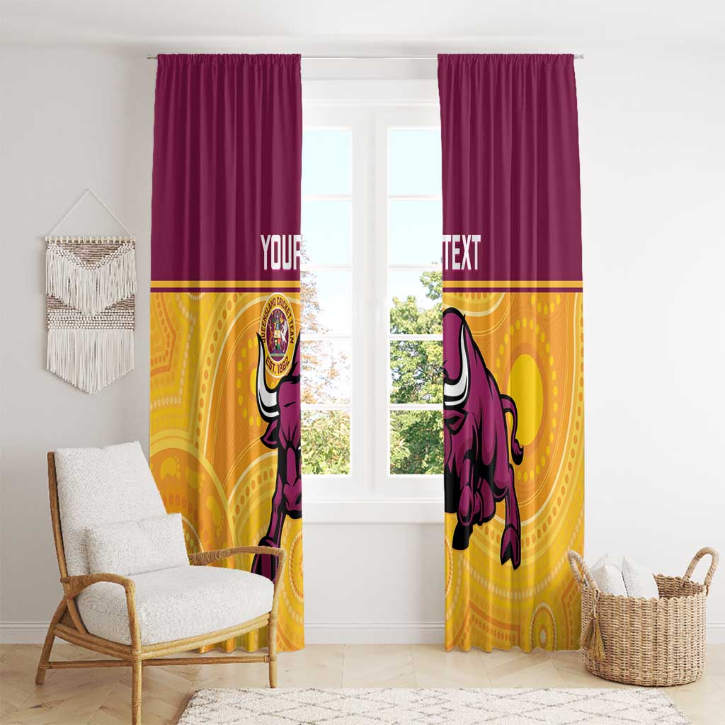 Custom Australia Queensland Cricket Window Curtain Go Bulls - Aboriginal Art