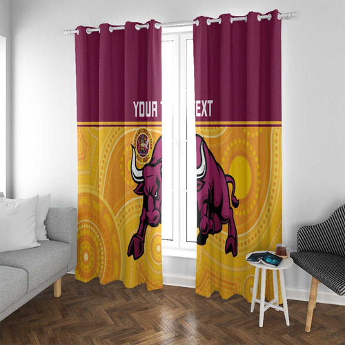 Custom Australia Queensland Cricket Window Curtain Go Bulls - Aboriginal Art