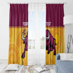 Custom Australia Queensland Cricket Window Curtain Go Bulls - Aboriginal Art
