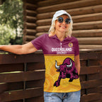 Custom Australia Queensland Cricket Women Polo Shirt Go Bulls - Aboriginal Art