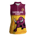 Custom Australia Queensland Cricket Women Sleeveless Polo Shirt Go Bulls - Aboriginal Art