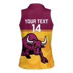 Custom Australia Queensland Cricket Women Sleeveless Polo Shirt Go Bulls - Aboriginal Art