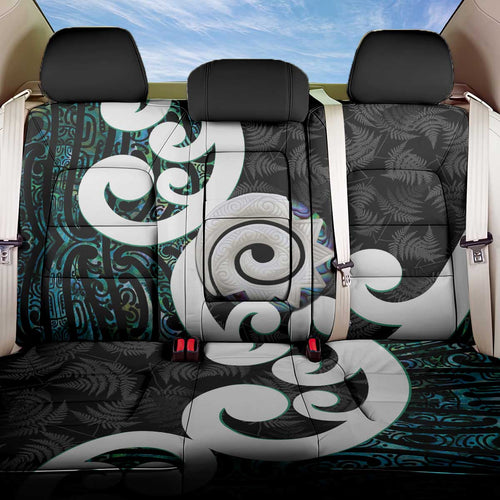 Aotearoa Koru Back Car Seat Cover Cyan Maori Paua Shell Mix Silver Fern