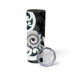 Aotearoa Koru Skinny Tumbler Cyan Maori Paua Shell Mix Silver Fern