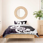 Aotearoa Koru Bedding Set Purple Maori Paua Shell Mix Silver Fern