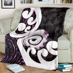 Aotearoa Koru Blanket Purple Maori Paua Shell Mix Silver Fern