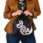 Aotearoa Koru Shoulder Handbag Purple Maori Paua Shell Mix Silver Fern