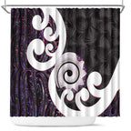 Aotearoa Koru Shower Curtain Purple Maori Paua Shell Mix Silver Fern