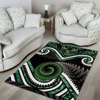 Koru Pounamu Aotearoa Area Rug Maori Paua Shell Mix Silver Fern