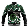 Koru Pounamu Aotearoa Baseball Jacket Maori Paua Shell Mix Silver Fern