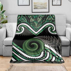 Koru Pounamu Aotearoa Blanket Maori Paua Shell Mix Silver Fern