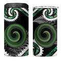 Koru Pounamu Aotearoa 4 in 1 Can Cooler Tumbler Maori Paua Shell Mix Silver Fern